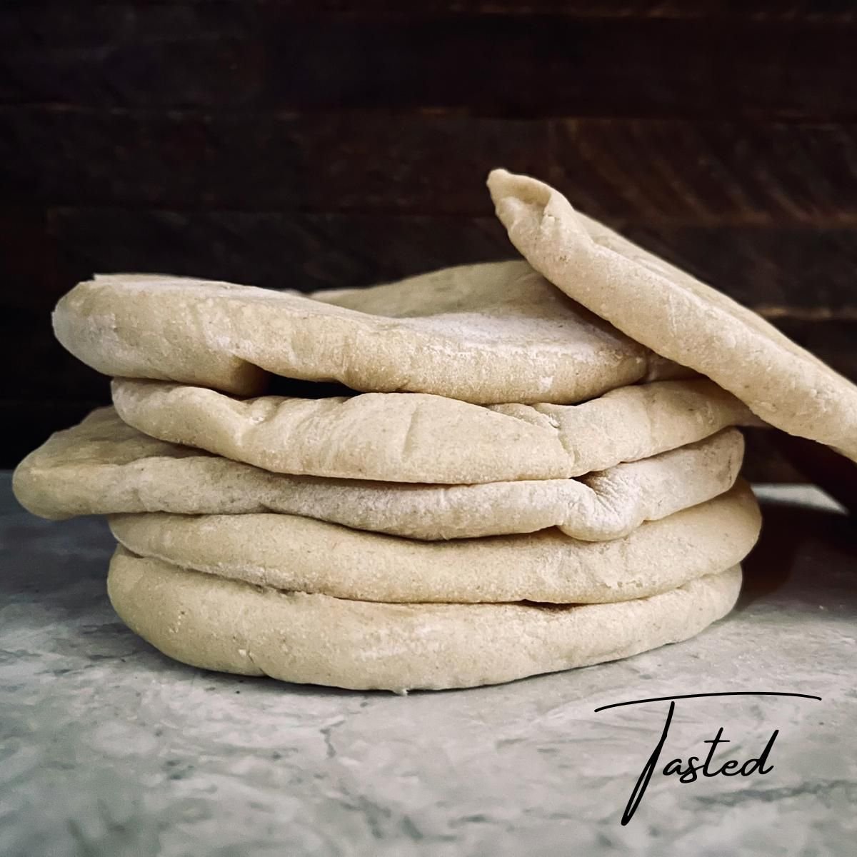 Stack of soft homemade pita breads
