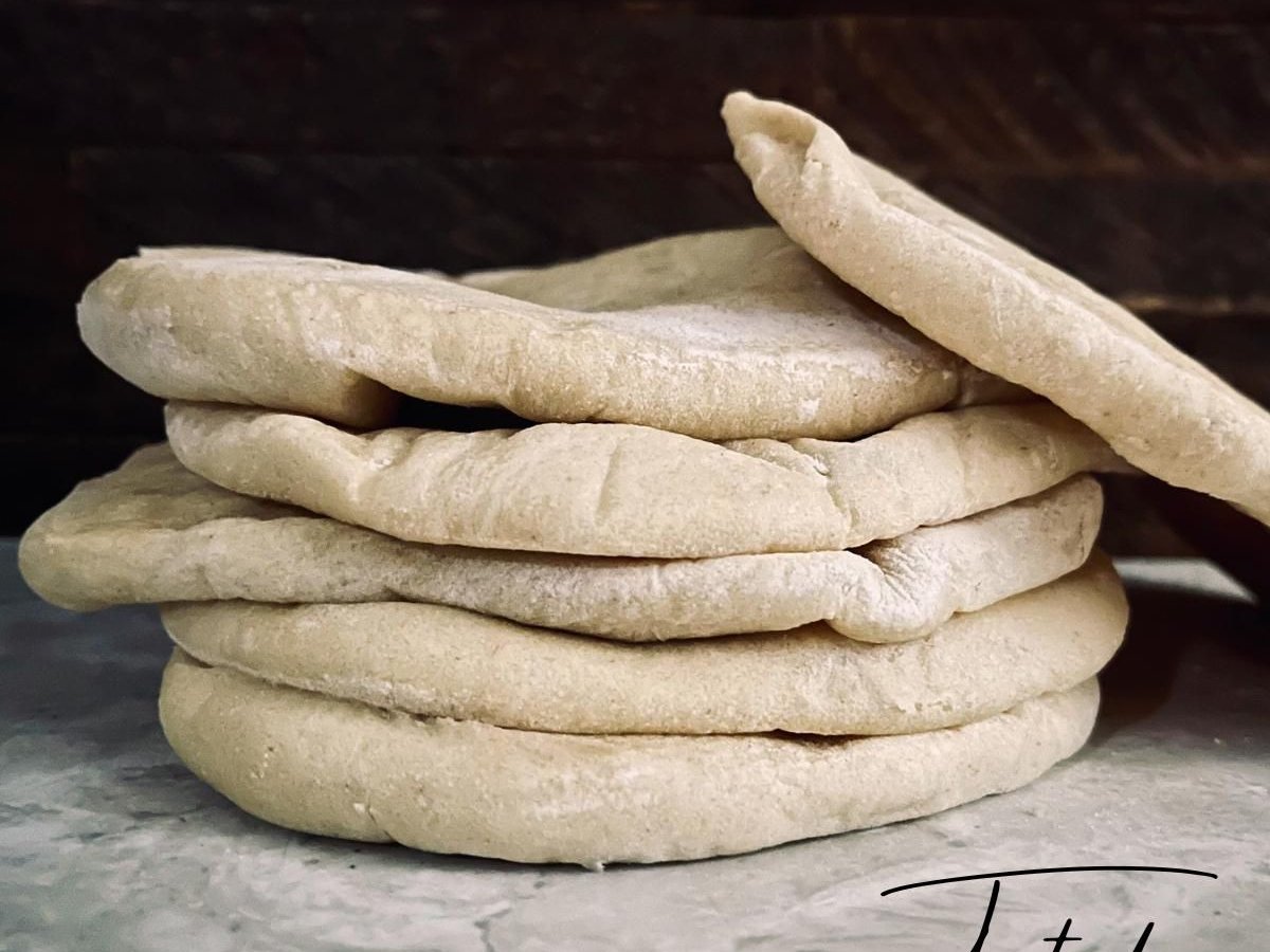 Stack of soft homemade pita breads